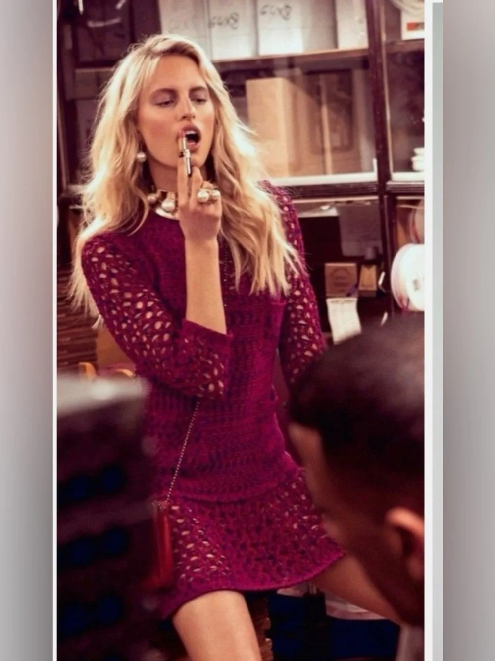Chanel Open Crochet Trims Knit Dress